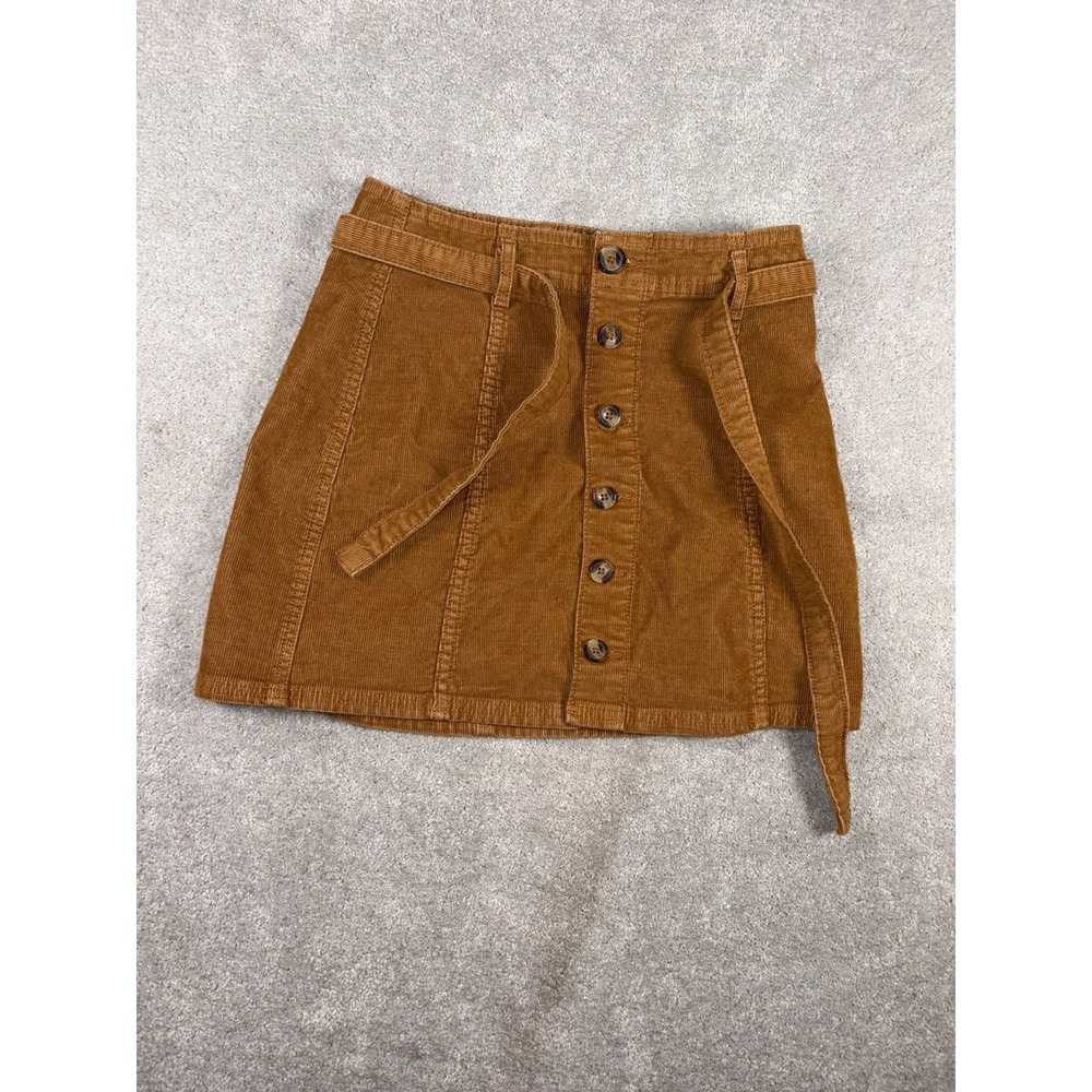 american eagle hi rise a line skirt corduroy‎ button front belted 00 stretch